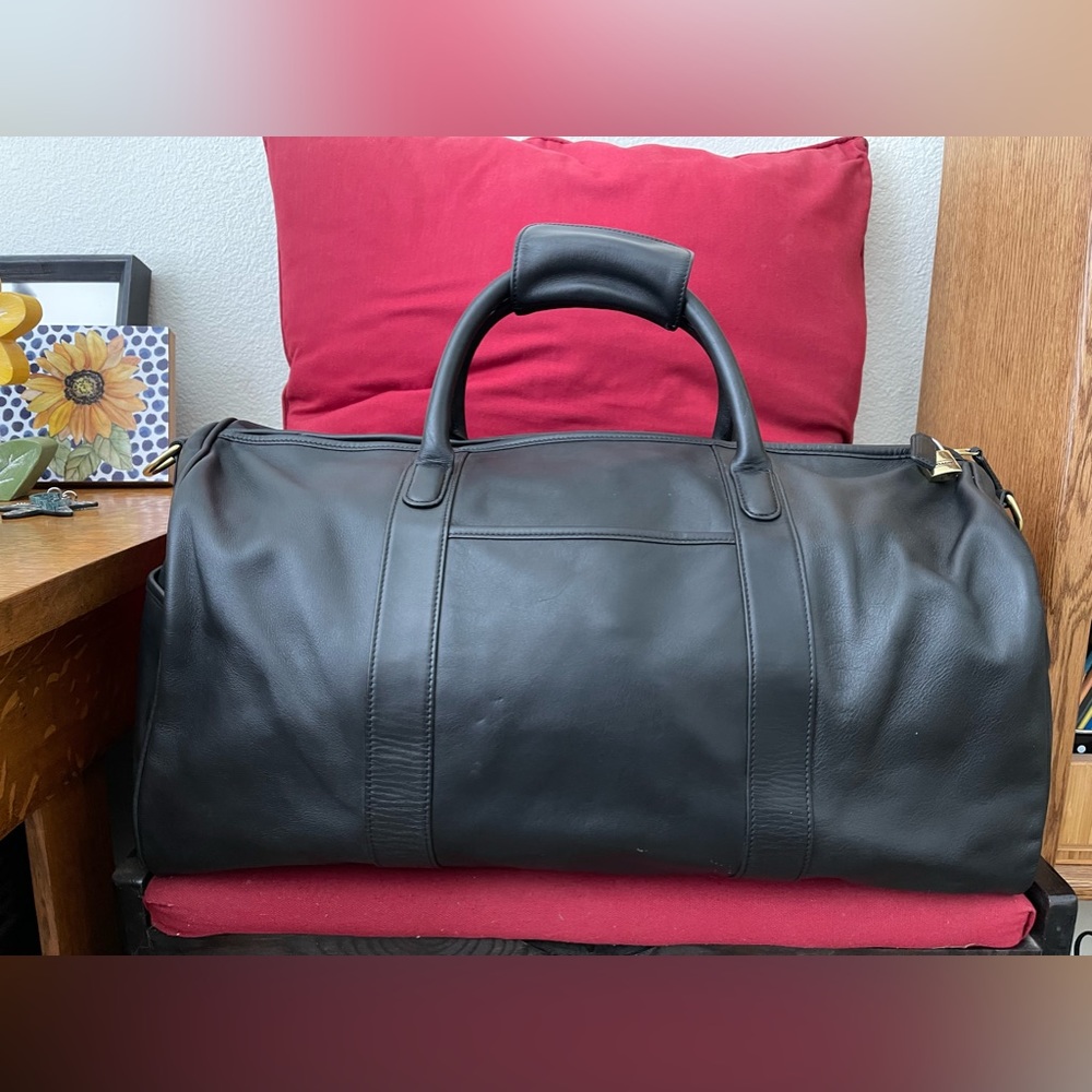 Coach Black Leather Voyager Cabin Duffle